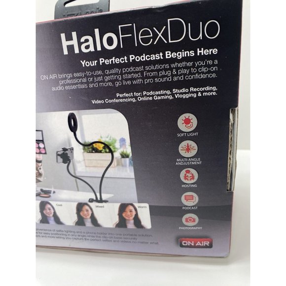 Halo Flex Duo 3.5" LED RingLight-Flex Phone Holder-Clip USB Power - New - Picture 5 of 9